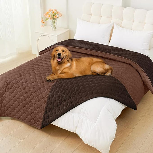 Smiry Waterproof Dog Bed Cover Blanket, Soft Reversible Pet Blanket, Washable Leakproof Cats Dogs Couch Cover for Sofa, Couch, Furniture (82x120 Inch, Brown/Chocolate)