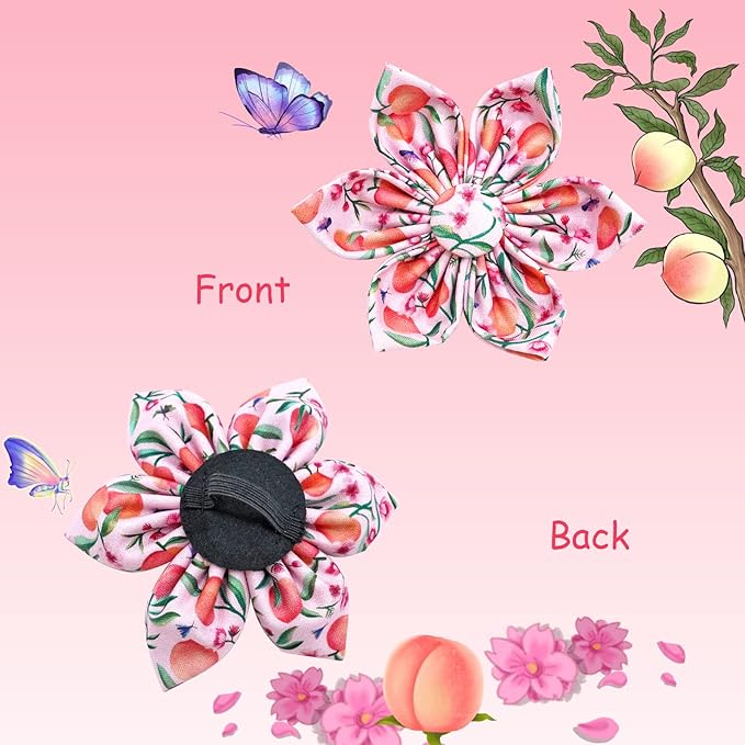 Lionheart glory Dog Collar with Flower Pink Peach Dog Collar Girl Soft Durable Adjustable Collar Bows Spring Collar Dog Flower for Large Dogs