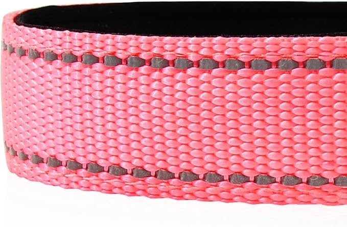 Joytale Reflective Dog Collar,Soft Neoprene Padded Breathable Nylon Pet Collar Adjustable for Puppy and Small Dogs,Neon Pink,XS
