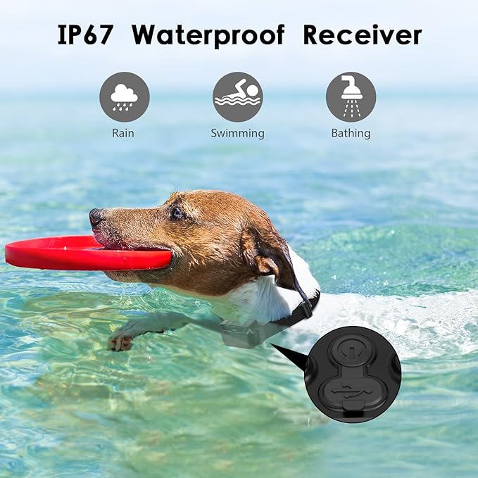 Shock Collar for Dogs, IP67 Waterproof Dog Training Collar with Remote, 3 Training Modes with Beep, Vibration, and Safe Static, Rechargeable E Collar for Large Medium