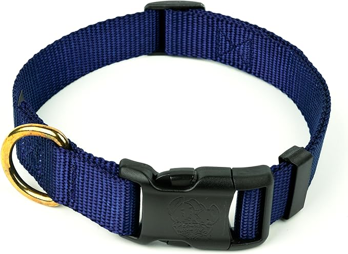 Country Brook Petz - American-Made Dog Collar for Large, Medium, and Small Dogs and Puppies - Deluxe Heavy Duty Nylon in 33 Dazzling Colors (Extra Large, 1 Inch Wide, Navy Blue)