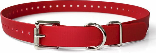 Educator Biothane Dog Collar, Waterproof, Odorproof, Metal Buckle and D Ring, Adjustable for Custom Fit, Cool and Comfortable, for Small, Medium, or Large Dogs, 1-Inch, Red