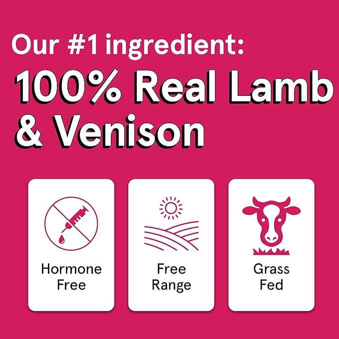 Real Meat Dog Treats - Three 12oz Bag of Bite-Sized Air-Dried Lamb & Venison Jerky for Dogs - Grain-Free Jerky Dog Treats with 95% All-Natural, Free-Range, Grass Fed Lamb & Venison
