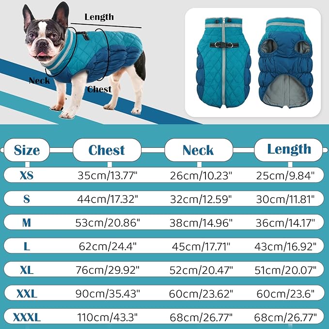 Winter Dog Coat,Large Dog Jacket,Waterproof Pet Jacket with Back Zipper,Pet Coat with Harness Built in,Warm Dogs Coat with Fleece Lined,Snow Jacket Clothes French Bulldog Shiba Inu,L