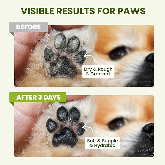 Lick-Safe Dog Paw & Nose Balm with Coconut Oil | All-Natural Paw Cream & Wax for Dry, Cracked Pads & Snouts| Paw Moisturizer & Soother, Nose Butter for Bulldogs| Horse Hoof Care (2.1 oz*2)