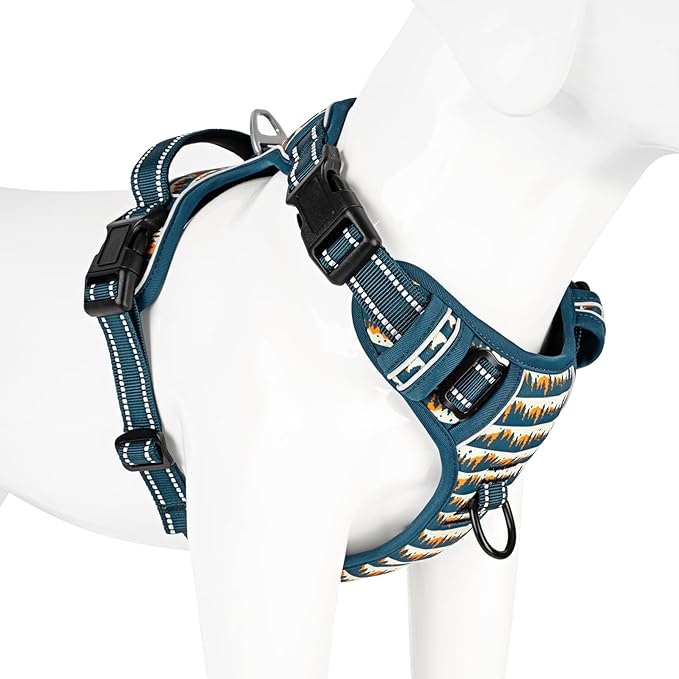 Timos Dog Harness, No-Pull Pet Harness with 2 Leash Clips, Adjustable Soft Padded Dog Vest, Reflective Outdoor Pet Oxford Vest with Easy Control Handle,Sunset Valley, XS