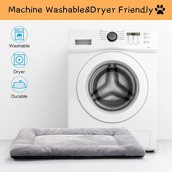 VERZEY Crate Pad for Large Dogs Fit Metal,Ultra Soft Bed Washable & Anti-Slip Kennel Pad for Dogs Cozy Sleeping Mat,Gray 42inch