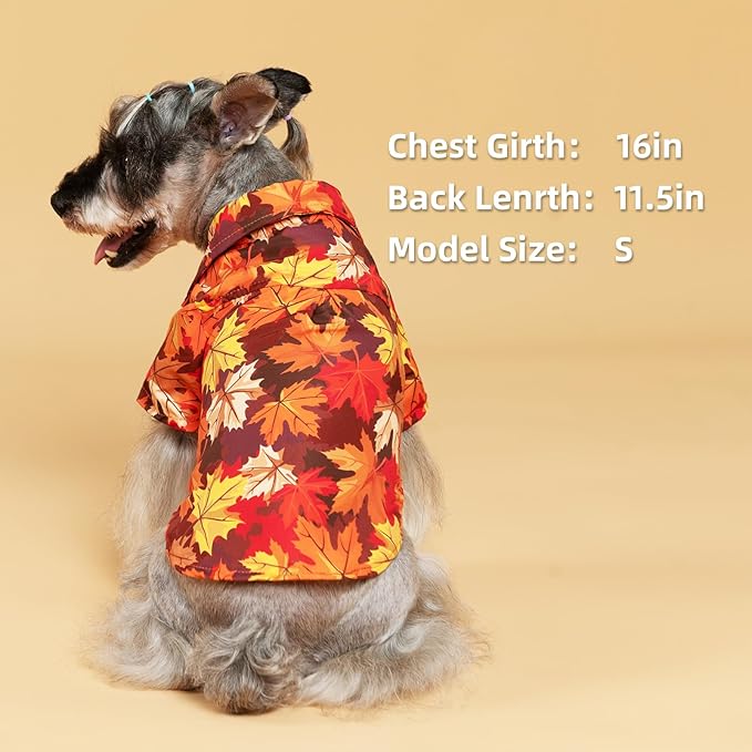 PUPTECK Dog Shirt, Cute Puppy Cat Polo T-Shirt, Soft Pet Clothes Boy Girl Outfit for Small Medium Sized Dogs, Costume Fall Leaves S