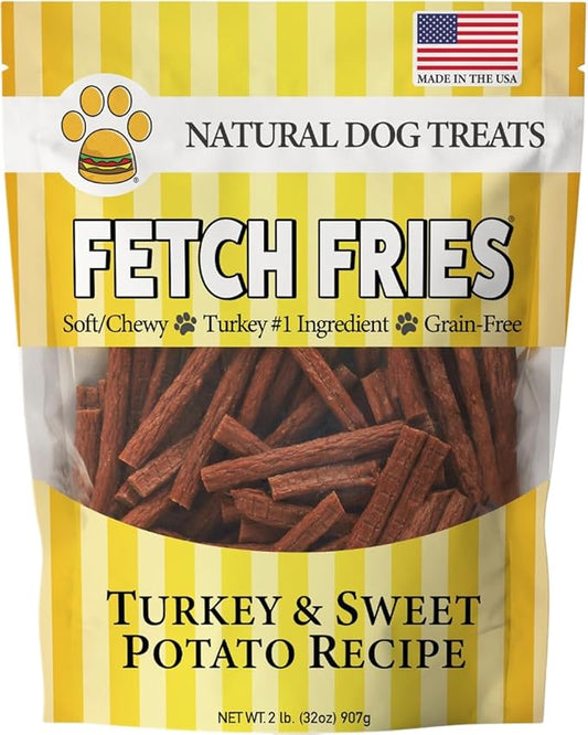 Turkey and Sweet Potato Jerky, All Natural Dog Treats, Soft and Chewy, Made in USA, Grain Free (32 oz)