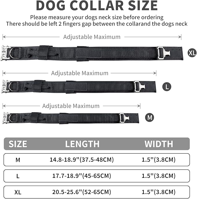 COOYOO Tactical Dog Collar Set, Adjustable Military Nylon Collar with Control Handle and Heavy Metal Buckle for Medium and Large Dogs