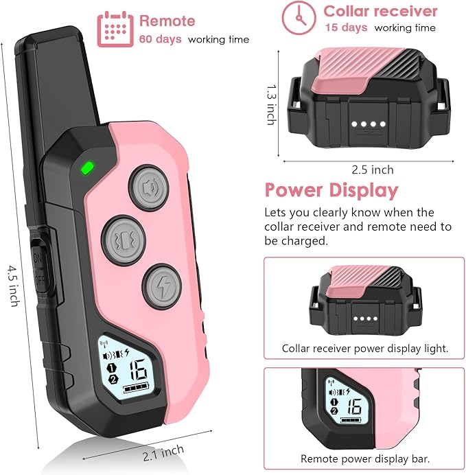 Shock Collar for Dogs, IP67 Waterproof Dog Training Collar with Remote, 3 Training Modes with Beep, Vibration, and Safe Static, Rechargeable E Collar for Large Medium
