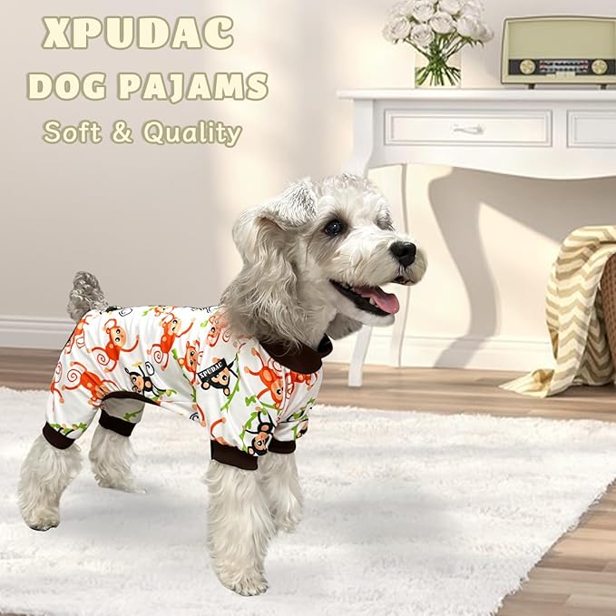 XPUDAC 4 Pack Dog Pajamas Soft Strechy Summer Puppy Clothes for Small Medium Dogs Boy Girl Cat Apparel-X-Large