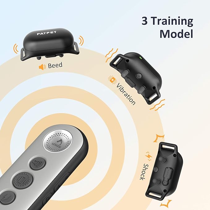 PATPET Dog Training Collar with Remote - Electric Dog Shock Collar for Small Medium Large Dogs - 3 Adjustable Safe Modes, Rechargeable Waterproof E Collar for Dogs (8-120 lbs)
