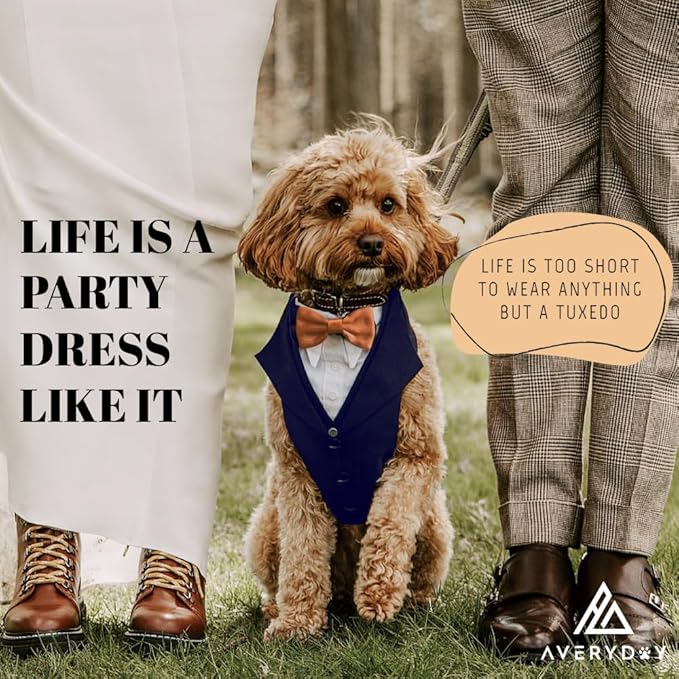 Dog Tuxedo for Wedding Outfit, Dog Suit and Tie Costumes for Birthday, Halloween, Cosplay, Christmas Party, Pet Formal Wear with Bowtie, Tux for Medium Large Dogs, Bulldog, Labrador, Husky