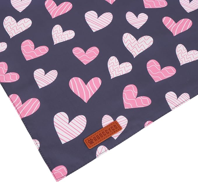 ADOGGYGO Valentine Dog Bandana, Red Blue Heart Puppy Scarf, Premium Durable Fabric, Adjustable Fit Pet Valentine Bandanas for Small Dogs (Small)