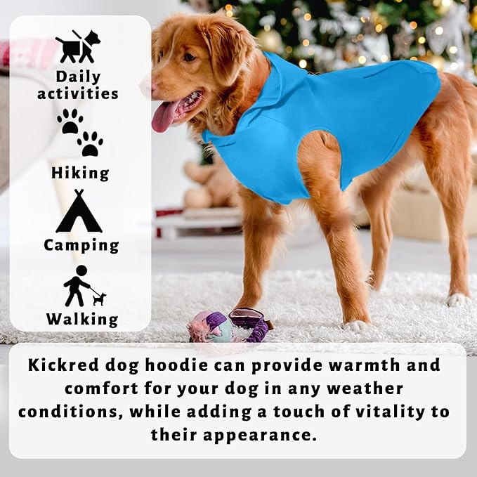 2 Pieces Basic Dog Hoodie, Premium Spring Summer Dog Vest Sweatshirt with Pocket & Leash Hole, Soft & Comfy Puppy Sweatshirt Suitable for All Small Medium Large Breeds - Blue + Yellow (Medium)
