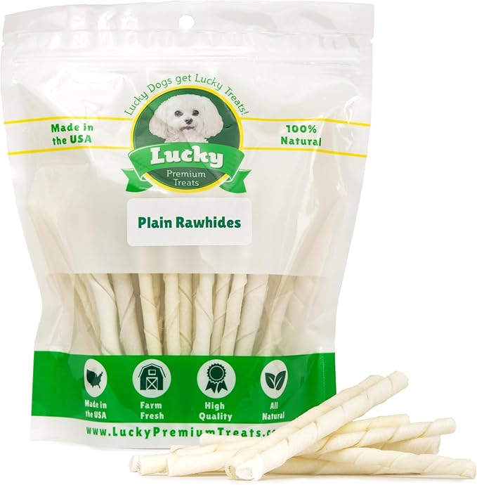 Natural Rawhide Twist Sticks Dog Treats – 325ct. Premium Rawhide Chew Sticks – Long Lasting Chews for Small Dogs and Puppy Treats Made with Natural Beef Hide