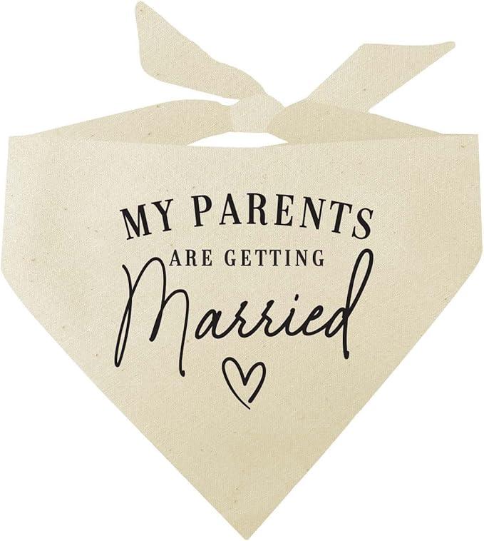 My Parents are Getting Married | 100% Unbleached Cotton Adjustable Triangle | Engagement Announcement Photoshoot Prop | Bridal Shower Gift | Made in USA | Natural X-Small (648)