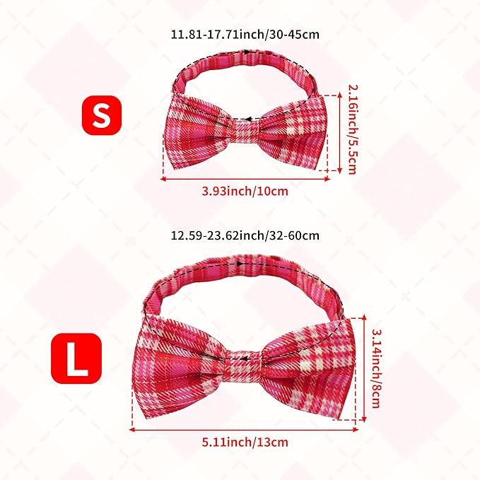 Plaid Dog Bow Ties Bulk 30 Pcs Adjustable Dogs Bowties for Large Dogs Bow Ties Pet Party Grooming L