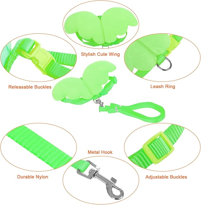 KAMA BRIDAL Duck Walking Harness and Leash Chicken Duck Outdoor Training Rope Adjustable Rope for Pet Poultry Hen Cock (M, Green)