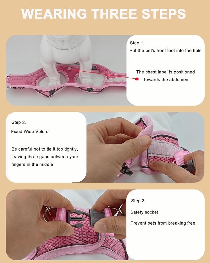 XXXS Orange Soft Mesh Dog Harness and Leash Set,No Escape Puppy Harnesses for Training Walking, Reflective Adjustable Puppy Vest for Small Medium Dogs, Cats (Orange, XXXS)