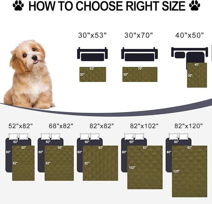 Smiry Waterproof Dog Blanket, 52x82 Inch Soft Pet Bed Cover Reversible, Washable Sofa Couch Furniture Protector for Small Medium Large Dog Puppy Cat, Green/Navy