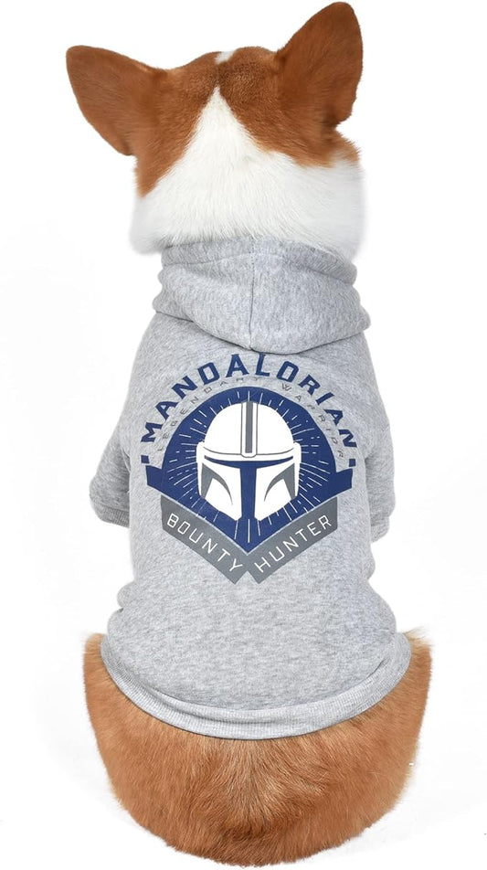 STAR WARS for Pets The Mandalorian Hoodie for Dogs with Leash Attachment Hole, Extra Large| STAR WARS Apparel for Dogs | Cozy Hooded Sweatshirt for Dogs, Gifts for STAR WARS Fans Grey