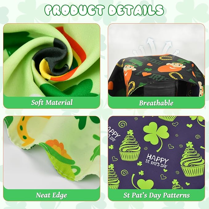 Vehomy 3-Pack St. Patrick's Day Dog Bandana Reversible Dog Bandanas Shamrock Dog Scarfs Cat Triangular Bibs Pet Irish Bandanas Scarves for Small Medium Large Dogs S