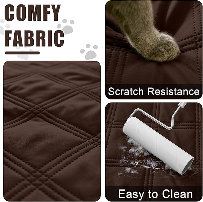 Smiry Waterproof Dog Bed Cover Blanket 68x82, Soft Reversible Pet Blanket, Washable Leakproof Cats Dogs Couch Cover for Sofa, Couch, Furniture, Chocolate/Dark Grey