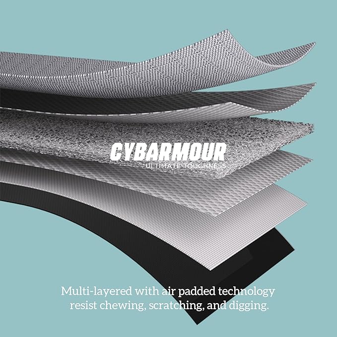 Cybarmour Indestructible Dog Bed - Outdoor Waterproof Chew Proof Dog Crate Pad - Orthopedic Kennel Mat for Aggressive Chewers - Medium Breeds & Fits 30-Inch Crate - 29"x18", Limestone
