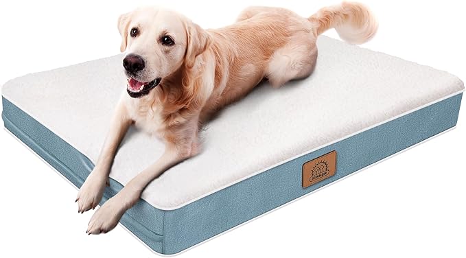 Orthopedic Dog Bed for Large Dogs and Extra Large Dogs, XL Dog Bed with Removable Waterproof Cover and Machine Washable Dog Bed, Pet Bed Mat Egg-Crate Foam, L-Plus(36"X27"X3"), Blue