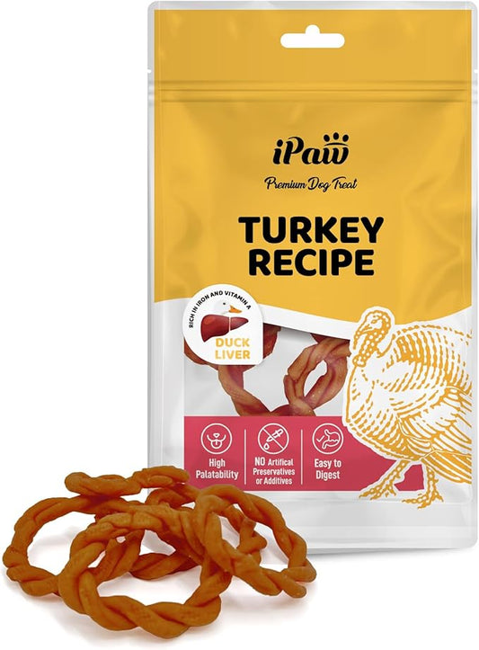 Turkey Dog Treats, All Natural Human Grade Dog Treat, Suitable for Training chew, US Sourced Raw Material, Hypoallergenic, Rawhide Alternative, Ring (Duck Liver)