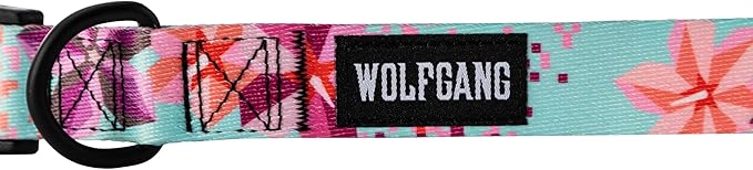 Wolfgang Heavy Duty, Adjustable Dog Collar with Quick Release Nylon Buckle for Walking & Training, DigiFloral Print, Medium