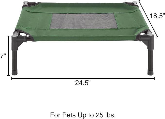 Elevated Dog Bed – 24.5x18.5 Portable Bed For Pets With Non-Slip Feet – Indoor/Outdoor Dog Cot Or Puppy Bed For Pets Up To 25lbs By Petmaker (Green)