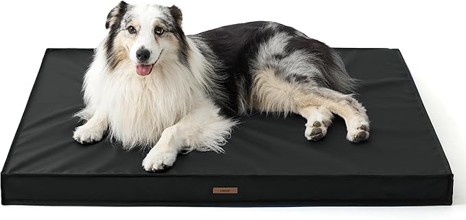 Lesure Outdoor Waterproof Dog Bed for Large Dogs, Orthopedic Egg Crate Foam Pet Bed with Oxford Fabric Surface and Removable and Durable Cover, Machine Washable, 36''x27'', Black