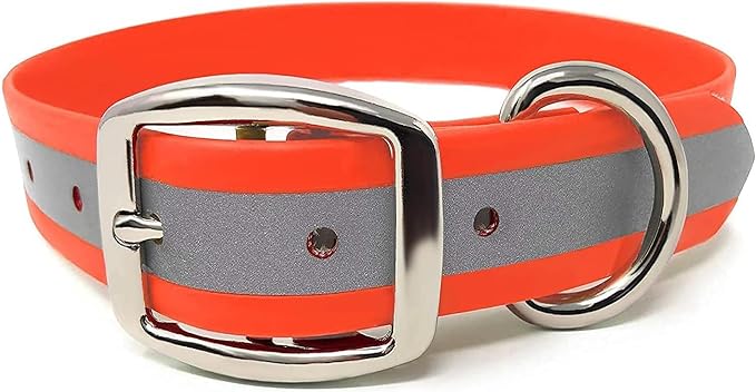 Regal Dog Products Medium Orange Heavy Duty Reflective Dog Collar with Durable Metal Buckle and D Ring Adjustable, Chew Proof & Waterproof Strong Small Dog Collar Other Sizes for Medium & Large Dogs