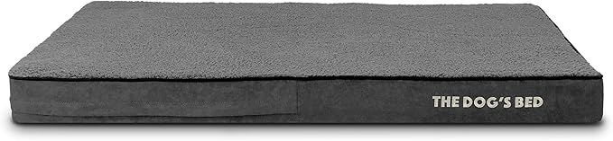 The Dog’s Bed Orthopedic Memory Foam Dog Bed, XL Grey Plush 46x28x4, Pain Relief for Arthritis, Hip & Elbow Dysplasia, Post Surgery, Lameness, Supportive, Calming, Waterproof Washable Cover