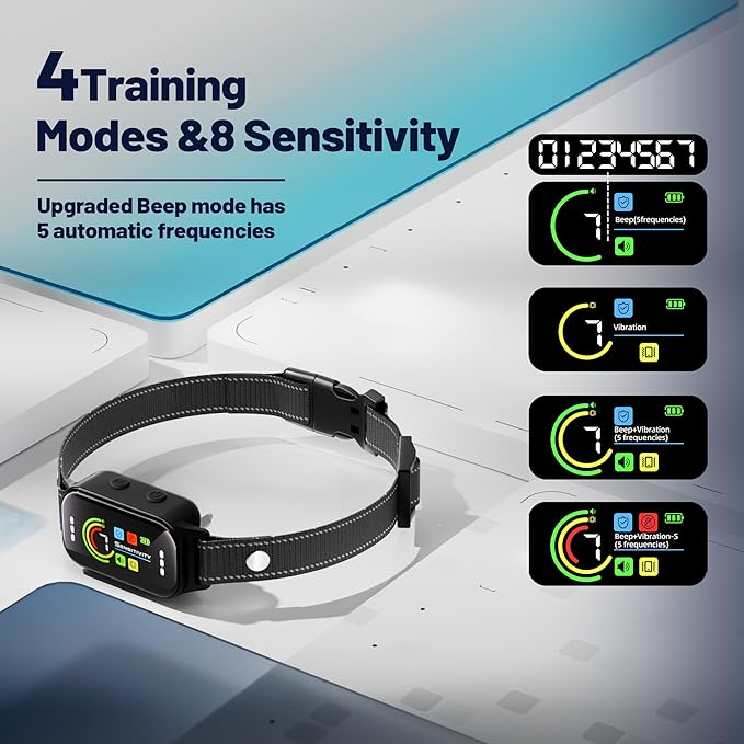 Dog Bark Collar 2 Pack, Bark Collar for Large Medium Small Dogs, Rechargeable Smart Bark Collar, Anti Barking Training Collar with 7-Level Sensitivity + 5 Safety Modes Humane Training System