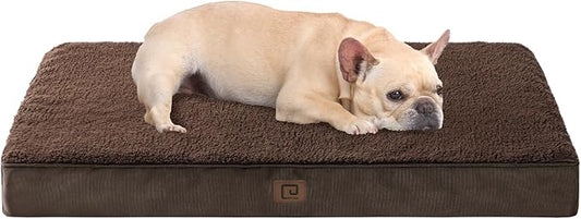 EHEYCIGA Orthopedic Medium Dog Beds for Small Dogs with Removable Washable Cover for Crate, Brown, 30x20