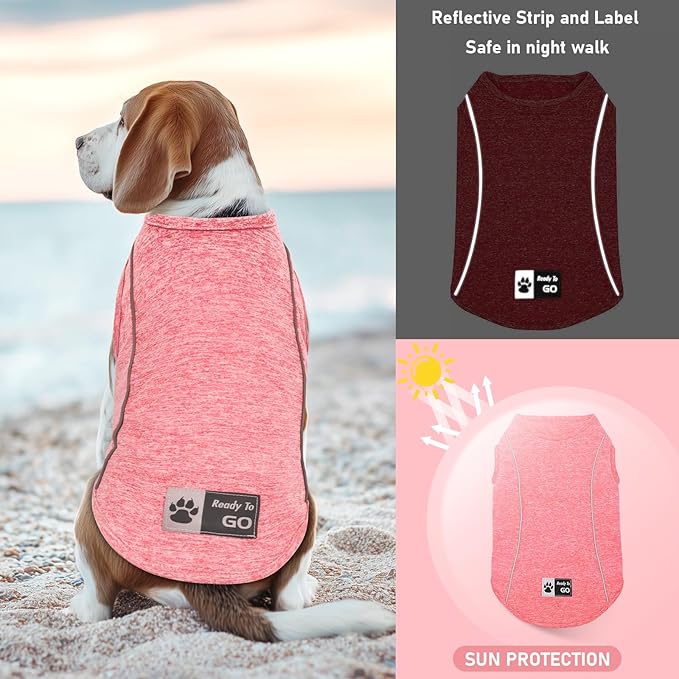 KYEESE Dog Shirts Quick Dry Reflective Lightweight Soft Pet T-Shirt Tank Top Breathable Sleeveless Vest Stretchy Dog Tee Shirts for XXL Dogs