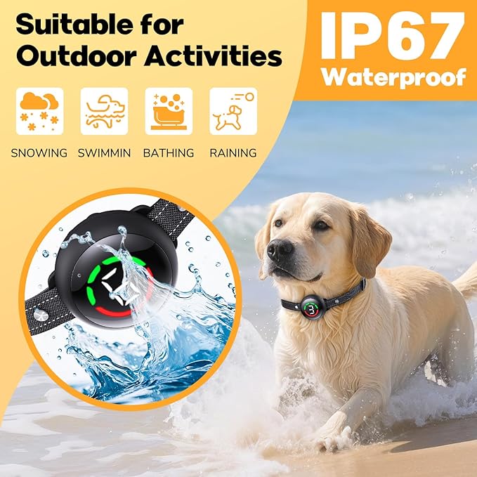 Bark Collar for Large Dog & Medium Dogs, Birkhey Dog Bark Collar, Rechargeable Waterproof Automatic Bark Shock Collar, Anti Barking Collar with Beep Vibrating Shock, 5 Sensitivity