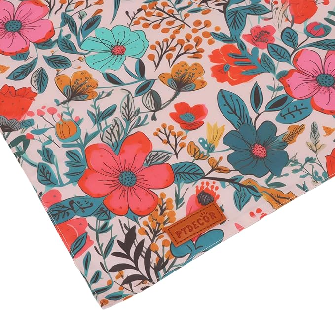 PTDECOR Flower Dog Bandana,2 Pcs Floral Reversible Dog Scarf, Multi Size, Triangle Pet Bandanas for Medium Large Dogs (Flower, Large)