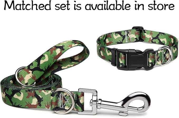 Adjustable Dog Collar with Patterns, Ultra Comfy Soft Nylon Breathable Pet Collar for Small Medium Large Dogs (M, Dog Camouflage Green)
