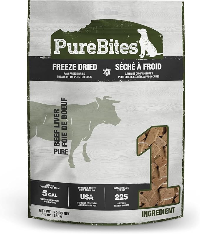 PureBites Beef Freeze Dried Dog Treats, 1 Ingredient, Made in USA, 8.8oz