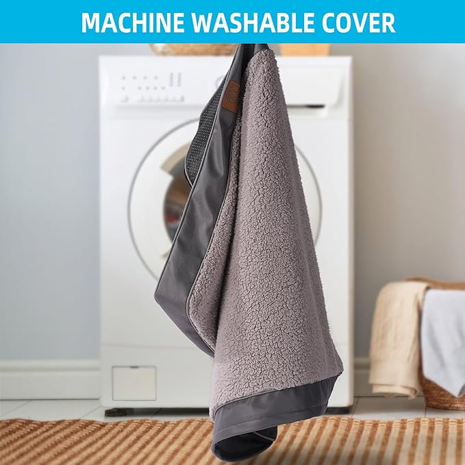 Orthopedic Dog Bed for Large Dogs, Removable Waterproof Cover and Egg-Crate Foam, Machine Washable (Grey, 24.0" L x 16.0" W x 3.0" Th)