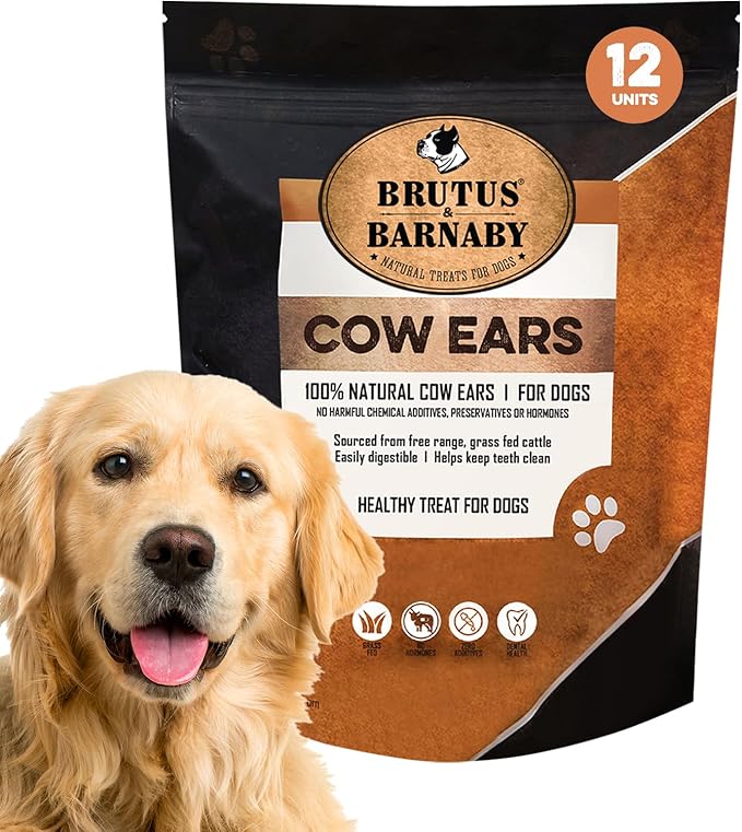 Premium Cow Ears For Dogs, Thick Cut & All-Natural Whole Ears, 100% Grass Fed Beef, No Additives Or Hormones, Safe Rawhide Alternative, Great Dog Treat Alternative To Pig Ears, Bully Sticks, Dog Bones