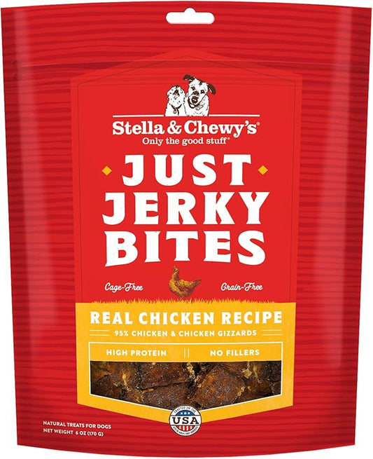 Stella & Chewy's Premium Chicken Jerky Dog Treats - 95% Real Meat Bites for Sensitive Stomachs - Natural Limited Ingredient Treats for Small and Large Dogs - No Grain, Wheat or Soy - 6 oz Bag