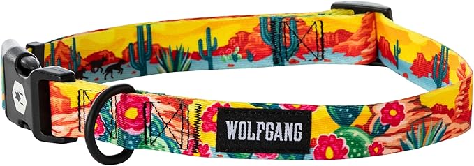 Wolfgang Heavy Duty, Adjustable Dog Collar with Quick Release Nylon Buckle for Walking & Training, PackLeader Print, Small