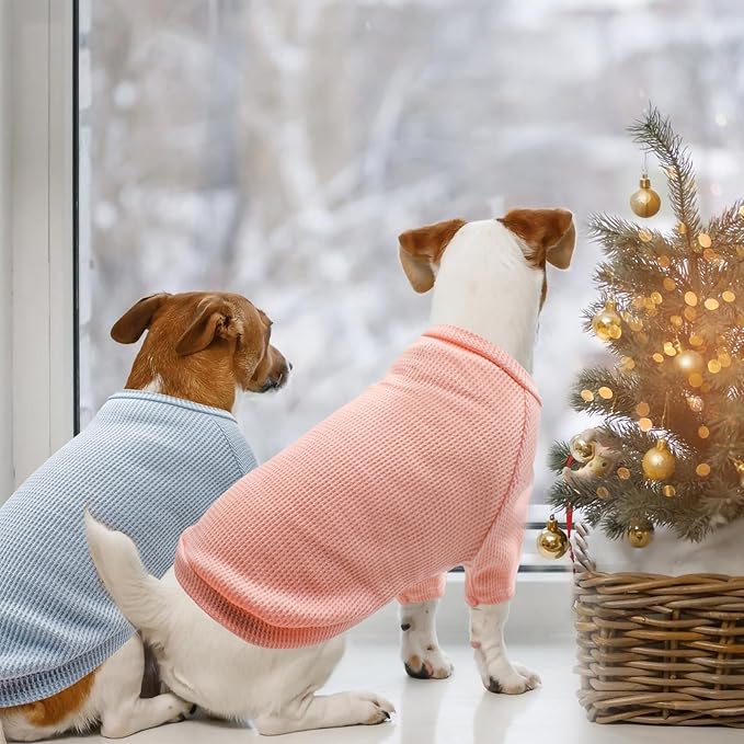 4 Pack Dog Shirts Waffle Dog Clothes for Small Medium Dogs, Stretchy Dogs Boy Girl Dog T-Shirts Lightweight, Soft and Breathable Puppy Kitten Dog Shirts for Chihuahua