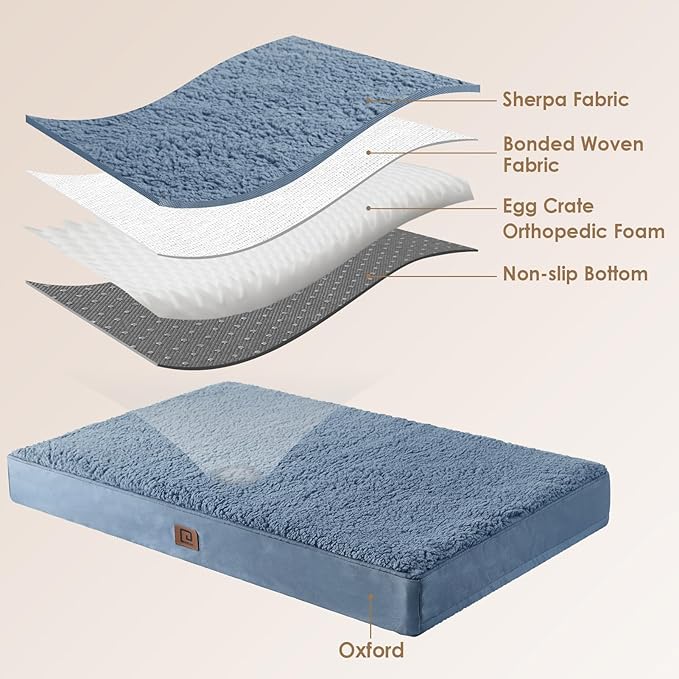EHEYCIGA Orthopedic Medium Dog Beds for Small Dogs with Removable Washable Cover for Crate, Spa Blue, 30x20